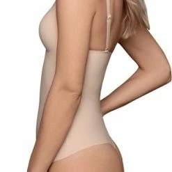 Bye Bra Corrigerende String Bodysuit, Zonder Beugel, Stevige Correctie, Shapewear String Body, Beige, L -Badmode Winkel 310x840