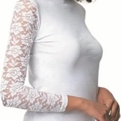 Merkloos DONEX-Onderhemd Kanten Body Met Lange Mouwen-1 Stuk-Ondergoed Voor Dames-wit-maat:M