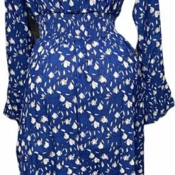 Merkloos Dames Midi Jurk Met Bloemenprint 38-40 Blauw/wit -Badmode Winkel 348x840 1