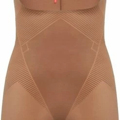 SPANX Thinstincts 2.0 Open-bust Mid Thigh Bodysuit | Kleur Café Au Lait (Dark Nude) I Maat M