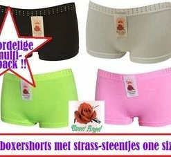 Sweet Angel Dames Boxershorts Met Strass-steentjes 8pack Maat S/M -Badmode Winkel 550x227