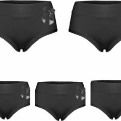 Merkloos Dames Slips 5 Pack Met Strikje M 36-38 Zwart