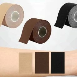 Merkloos Boob Tape – Borst Tape – Plak BH – Naturel – Donkere Huid – BH Accessoire – BH Tape – Zwart – Push Up – 5 Meter Lang + GRATIS Opbergdoos -Badmode Winkel 550x436 2