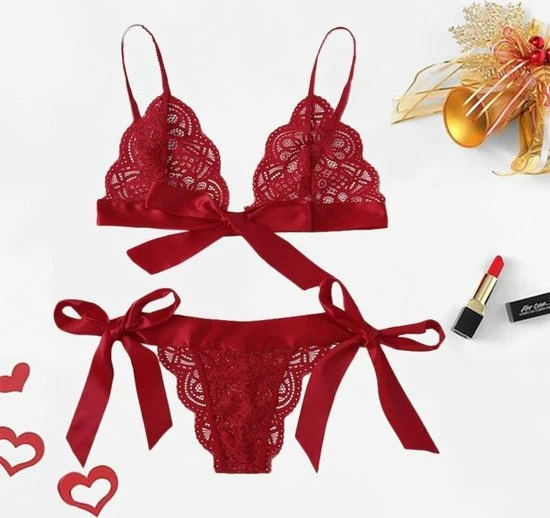 Go Go Gadget Sexy Kanten Lingerieset | Niet-voorgevormde Bh | Brazilian | Rood| Maat L 3 Go Go Gadget Sexy Kanten Lingerieset | Niet-voorgevormde Bh | Brazilian | Rood| Maat L