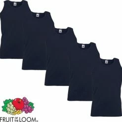 5 Pack Fruit Of The Loom Valueweight Sportshirt-Onderhemd Blauw Maat XXXL (3XL)