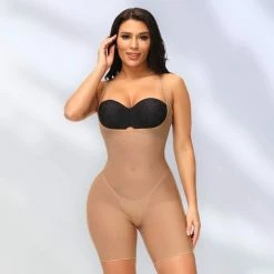 Wow Peach - Seamless Slimming Bodysuit - Body Shaper - Buttlift - Shapewear - Corrigerende Body - Work Out - Afslank - Nude - Large