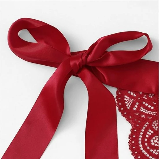 Go Go Gadget Sexy Kanten Lingerieset | Niet-voorgevormde Bh | Brazilian | Rood| Maat L 4 Go Go Gadget Sexy Kanten Lingerieset | Niet-voorgevormde Bh | Brazilian | Rood| Maat L - Afbeelding 2