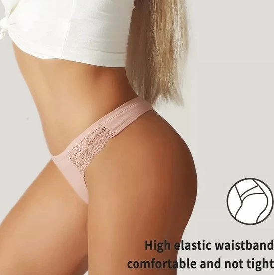 Merkloos Katoenen Dames String Met Sexy En Delicate Kant Op De Taille - Roze & Lichtgroen - Sexy Lingerie - Hoge Kwaliteit Katoenen Slip - Dames Ondergoed - Maat M 4 Merkloos Katoenen Dames String Met Sexy En Delicate Kant Op De Taille - Roze & Lichtgroen - Sexy Lingerie - Hoge Kwaliteit Katoenen Slip - Dames Ondergoed - Maat M - Afbeelding 2