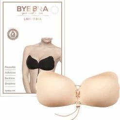 Bye Bra Lace-It Bh, Zelfklevende Bh, Push-Up Bh, Plak BH Vetersluiting, Strapless En Backless Bh, Cup A-E, Beige, C