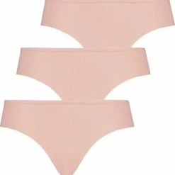 Hunkemöller Dames Lingerie 3-pack Invisible Brazilian - Beige - Maat XS