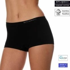 Brubeck Dames Ondergoed Boxershorts - Naadloos Elastisch Katoen - Zwart - L