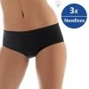 Brubeck Dames Ondergoed Slip Midi - Naadloos Elastisch Katoen 3-Pack - Zwart - L