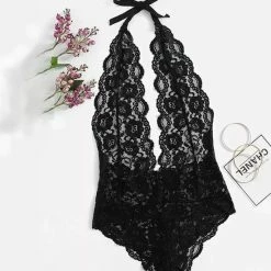 Merkloos Geisha Dames Kanten Bodysuit - Zwarte Lingerie Bodysuit M -Badmode Winkel 550x598 3