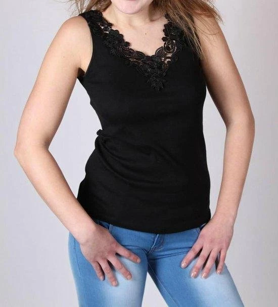 Merkloos Dames Hemd Met Kant Zwart 56-58 3 Merkloos Dames Hemd Met Kant Zwart 56-58