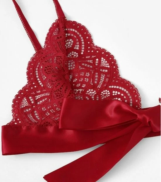 Go Go Gadget Sexy Kanten Lingerieset | Niet-voorgevormde Bh | Brazilian | Rood| Maat L 5 Go Go Gadget Sexy Kanten Lingerieset | Niet-voorgevormde Bh | Brazilian | Rood| Maat L - Afbeelding 3