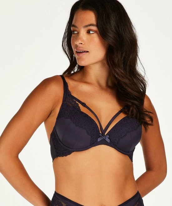 Hunkemöller Dames Lingerie Voorgevormde Beugel Bh Georgia - Blauw - Maat E75 4 Hunkemöller Dames Lingerie Voorgevormde Beugel Bh Georgia - Blauw - Maat E75 - Afbeelding 2