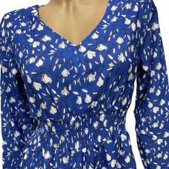 Merkloos Dames Midi Jurk Met Bloemenprint 38-40 Blauw/wit -Badmode Winkel 550x663 1