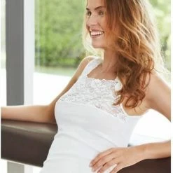 Nina Von C Dames Hemd Kant Biologisch Katoen - 44 - Wit -Badmode Winkel 550x675 5