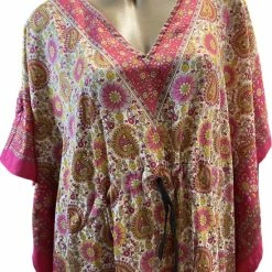 Merkloos Kaftan Met Aantrekkoord Onesize 36-50 Roze/geel -Badmode Winkel 550x711 2