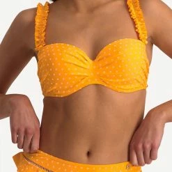 Beachlife Velvet Dot Multiway Bikinitop - Oranje - Gestipt -Badmode Winkel 550x760