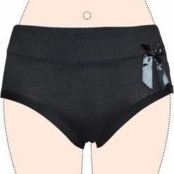 Merkloos Dames Slips 5 Pack Met Strikje M 36-38 Zwart -Badmode Winkel 550x772