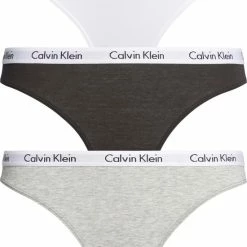 Calvin Klein Dames Slips (3-pack) - Zwart, Wit, Grijs - Maat L