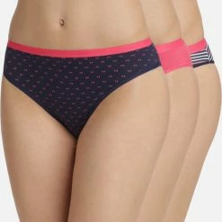 Dim Les Pockets Slips - Onderbroeken - Stretch Katoen - Dames - 3 Stuks - Maat 42/44 - Blauw/Roze