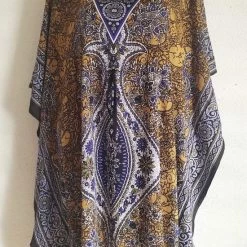 Merkloos Dames Kaftan Met Aantrekkoord En V Hals One Size 36-50 Bruin/blauw -Badmode Winkel 550x793 10