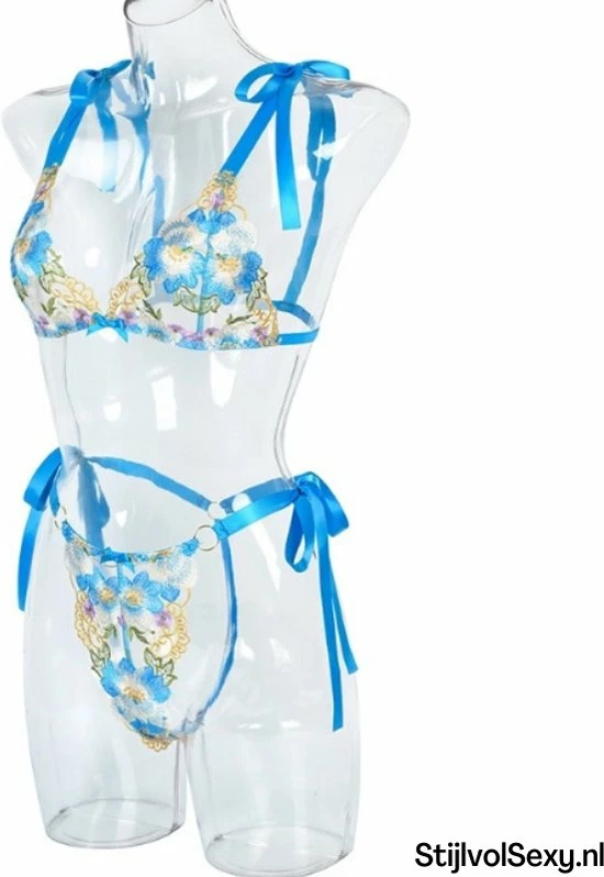 Merkloos Luxe Lingerie Setje Met Blauwe Striklinten | Maat 40/42 | Mooie Sexy Dames Lingerie 8 Merkloos Luxe Lingerie Setje Met Blauwe Striklinten | Maat 40/42 | Mooie Sexy Dames Lingerie - Afbeelding 6