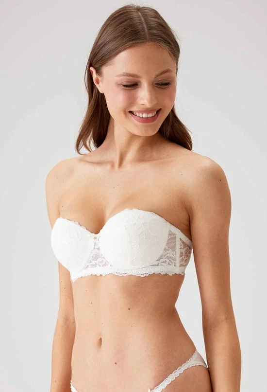 Viuma Milano Viuma Vrouw Ecru 620361 Kanten Beha Strapless Push Up Bh Dagelijks Comfort Hoogwaardig Kwaliteit 6 Viuma Milano Viuma Vrouw Ecru 620361 Kanten Beha Strapless Push Up Bh Dagelijks Comfort Hoogwaardig Kwaliteit - Afbeelding 4