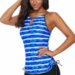Merkloos Tankini Dames 2-Delig - Blauw Gestreept - Maat XXL/2XL -Badmode Winkel 550x820 4