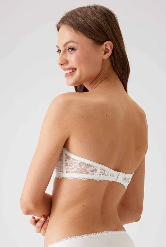 Viuma Milano Viuma Vrouw Ecru 620361 Kanten Beha Strapless Push Up Bh Dagelijks Comfort Hoogwaardig Kwaliteit 4 Viuma Milano Viuma Vrouw Ecru 620361 Kanten Beha Strapless Push Up Bh Dagelijks Comfort Hoogwaardig Kwaliteit - Afbeelding 2